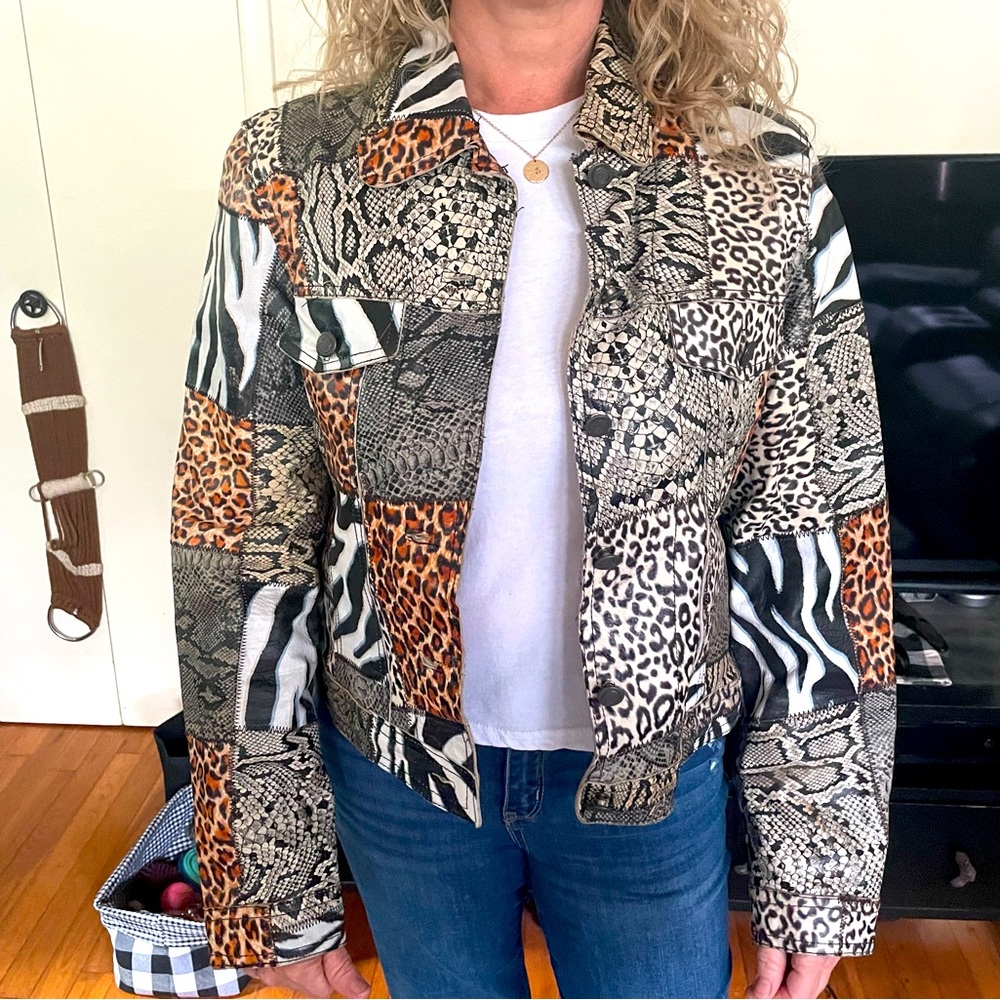 REAL LEATHER ANIMAL PRINT JACKET- cheetah zebra snakeskin, etc